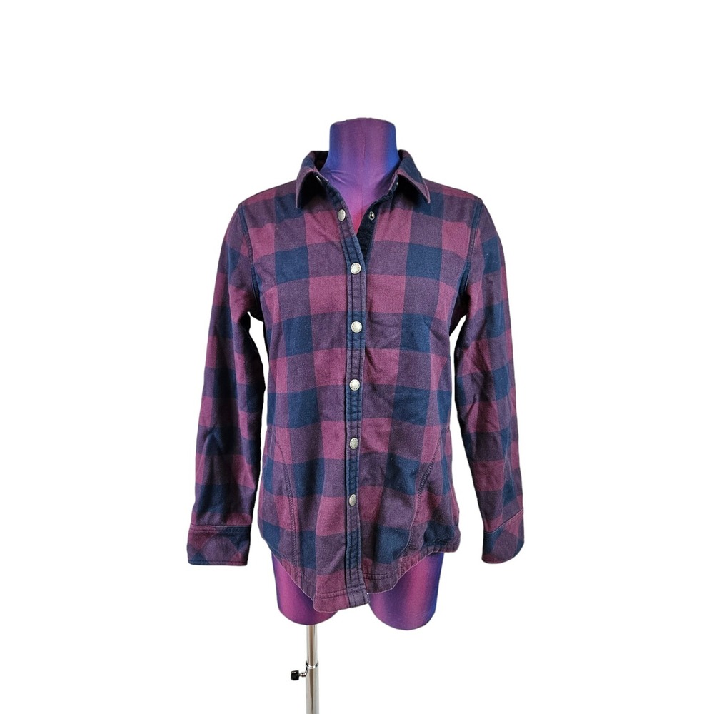 Orvis Purple & Navy‎ Plaid Fleece Lined Flannel Shacket Jacket Size Small N3